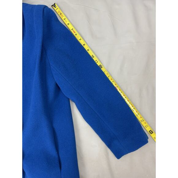 Vintage Ferncroft Full Length Wool Coat Women's 10 Cobalt Blue Double Breasted - Picture 12 of 15